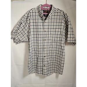 Walnut Creek Button-Up Shirt Men's Size L White Short Sleeve Collared Plaid